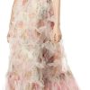 Women's Bohemian Floral Beach Dress Ruffle Net Yarn Flutter Sleeve Cascading Maxi Vacation Dresses