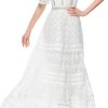 Women's Solid Vintage Hollow Out Embroidery Dress Casual Flowy Summer Vacation Party Maxi Dresses