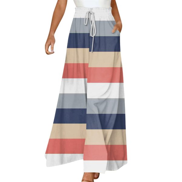 Wide Leg Pants Woman Summer 2025 Flowy High Waisted Trousers Baggy Drawstring Beach Pant with Pockets