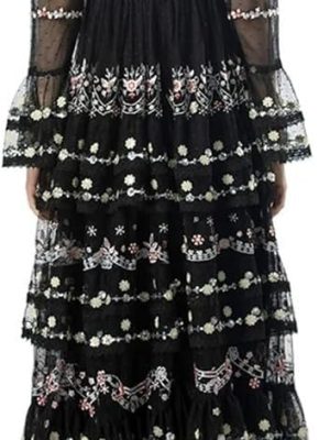 Women's Casual Vacation Dress Embroidery Sequins Net Yarn Cascading Ruffle Maxi Beach Party Dresses