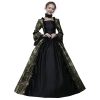18th Century Women's Rococo Ball Gown Renaissance Floral Jacquard Long Gothic Victorian Dress Masquerade Party Costumes