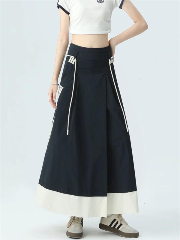 Women's Cargo Skirt Y2k Elegant Streetwear A-Line Long Harajuku Korean Vintage High Waist Skirts