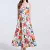 Floral Print Beach Spaghetti Strap Corset Summer Maxi DressWomen Backless Sundress Slim Fit Elegant Casual Skirt Dress
