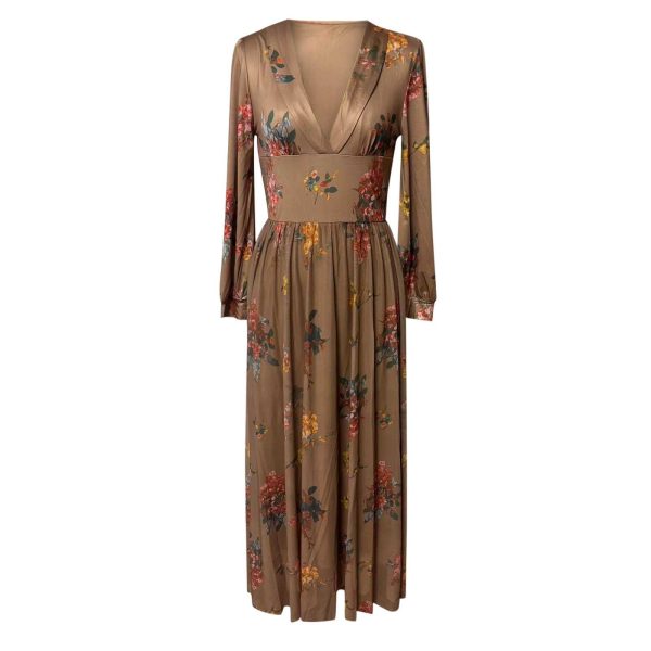 618AsxlAO0L.jpg Women's Long Boho Dress Vintage Pastoral Flower V-Neck Dresses Chiffon Western Country Dresses Casual Maxi Dress