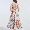 Floral Print Beach Spaghetti Strap Corset Summer Maxi DressWomen Backless Sundress Slim Fit Elegant Casual Skirt Dress