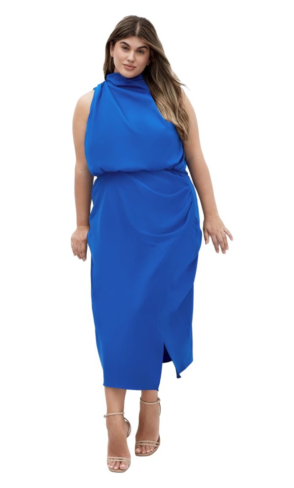 Women's Plus Size Dress-Limelight Halter Midi