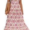 61XtvB0w2zL.jpg Bohemian Floral Sundress Women Sleeveless Strap Dress with Bowknot Folds Cut Out Summer Beach Casual Maxi Dress