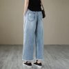 61bZ37ssp5L.jpg Fashion Spring Summer Ladies Ripped Loose Jeans Women Casual Embroidery Elastic Wide-Leg Denim Trousers
