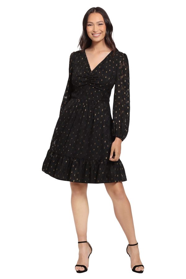 Women's V-Neck Ruched Waist Tiered Skirt Dress