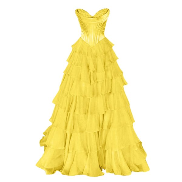 Tulle Floral Prom Dresses for Teens 2025 Tiererd Long Ball Gown Strapless Sweetheart Formal Evening Gowns with Slit