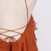 Women Camisole Sleeveless Backless Spliced Appliques High Waist Long Solid Retro Slimming Elegant Dress