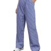 Women's Straight Wide Leg Trousers Striped Print Letter Patched Detail High Waist Y2K Fashion Pants