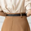 Women's A-Line Skirt with Belt High Waist Loose Office OL Big Swing Midi Skirts