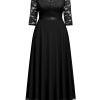 Women's Formal Floral Lace V Neck Plus Size Bridesmaid Party Maxi Dress