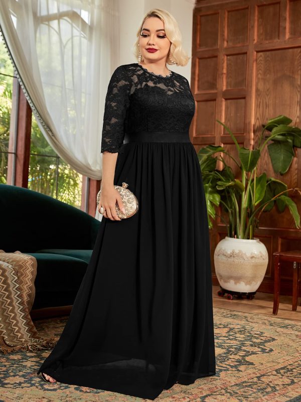Women's Formal Floral Lace Plus Size Wedding Maxi Dress