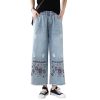 71tzSXJ3MRL.jpg Fashion Spring Summer Ladies Ripped Loose Jeans Women Casual Embroidery Elastic Wide-Leg Denim Trousers