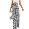 Women's Boho Floral Print High Waist Wide Leg Pants Loose Fit Trousers