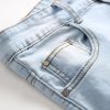 Men Casual Printed Wash Ripped Jeans Stretch Mid Wasited Denim Pants with Holes Y2K Classic Distressed Trousers