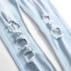 Men Casual Printed Wash Ripped Jeans Stretch Mid Wasited Denim Pants with Holes Y2K Classic Distressed Trousers