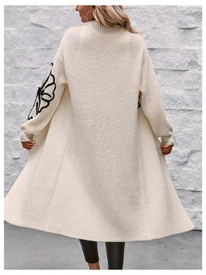 Women's Floral Pattern Cardigan Sweater Open Front Long Sleeve Loose Casual Outwear