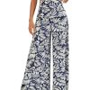 Women's Boho Floral Print High Waist Wide Leg Pants Loose Fit Trousers