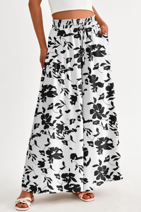 Women's 2025 Summer Wide Leg Palazzo Pants High Waisted Flowy Pockets Trendy Casual Lounge Boho Beach Trousers