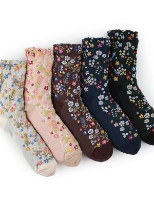 Women Floral Lovely Design Cotton Socks