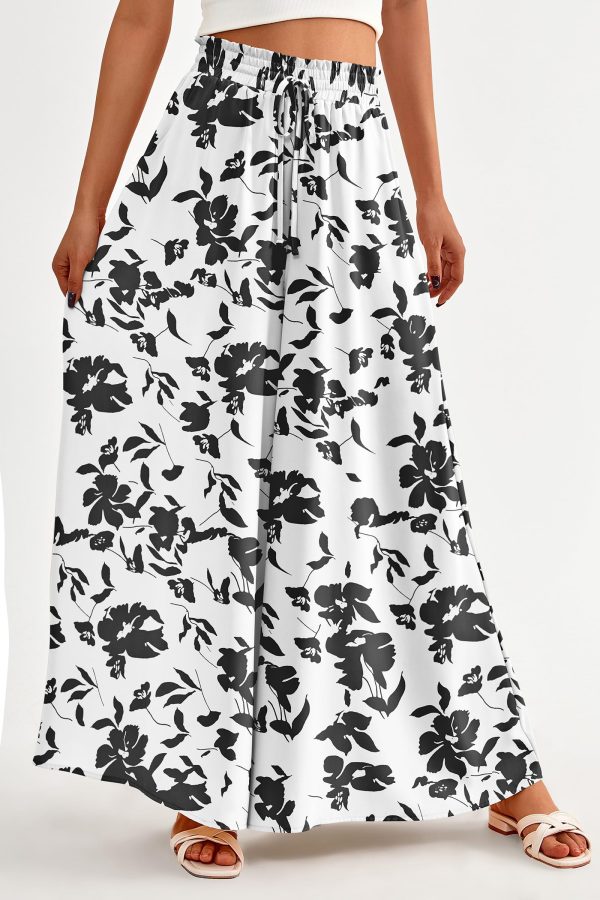 Women's 2025 Summer Wide Leg Palazzo Pants High Waisted Flowy Pockets Trendy Casual Lounge Boho Beach Trousers
